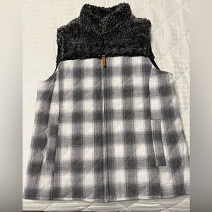 Simply Southern Charcoal and White Plaid Sherpa Jacket